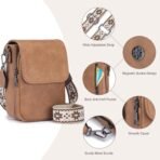 POIUGOYA Small Crossbody Bags for Women Trendy,Leather Triple Compartment Cell Phone Crossbody Wallet Purses with Card Slots | Small, Trendy, Triple Compartment, Cell Phone, with Card Slots, Small - Image 4