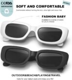 Retro Rectangle Kids Sunglasses 90’s Vintage Fashion Narrow Square Frame Glasses Shades for Girls Boys UV Protection - Image 5