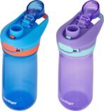 Contigo Jessie Kids Water Bottle Leak-Proof Lid 14oz Dishwasher-Safe Fits Most Cup Holders 2-Pack Blue Poppy/Coral & Amethyst/Jade - Image 7