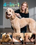 oneisall Dog Clippers for Grooming Thick/Heavy Coats, 4-in-1 Dog Grooming Kit Low Noise with Stainless Steel Blade, Cordless Dogs Paw Trimmer Pet Nail Grinder for Small & Large Dogs Cats Animals - Image 4