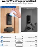 Lockin Veno Go Palm Vein Smart Lock with Built-in Wi-Fi & Matter, Keyless Entry Smart Deadbolt Door Lock, 5 Unlock Methods, ANSI Grade 3 Security, 7-Month Rechargeable Battery, IP53 Waterproof - Image 3