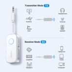 UGREEN Airplane Bluetooth 6.0 Transmitter Receiver for 2 Airpods or Headphones, Airplane Travel Essentials 2-in-1 Wireless Bluetooth Adapter, 3.5MM AUX Jack Adapter on Flight, TV, Car Stereo - Image 3
