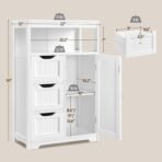 Yaheetech Bathroom Floor Cabinet Wooden Storage Organizer with 1 Door and 3 Drawers, Free-Standing Cupboard for Kitchen/Living Room/Bathroom Use, White - Image 4