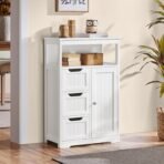 Yaheetech Bathroom Floor Cabinet Wooden Storage Organizer with 1 Door and 3 Drawers, Free-Standing Cupboard for Kitchen/Living Room/Bathroom Use, White - Image 5