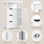 Yaheetech Bathroom Floor Cabinet Wooden Storage Organizer with 1 Door and 3 Drawers, Free-Standing Cupboard for Kitchen/Living Room/Bathroom Use, White - Image 7