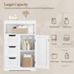Yaheetech Bathroom Floor Cabinet Wooden Storage Organizer with 1 Door and 3 Drawers, Free-Standing Cupboard for Kitchen/Living Room/Bathroom Use, White - Image 8