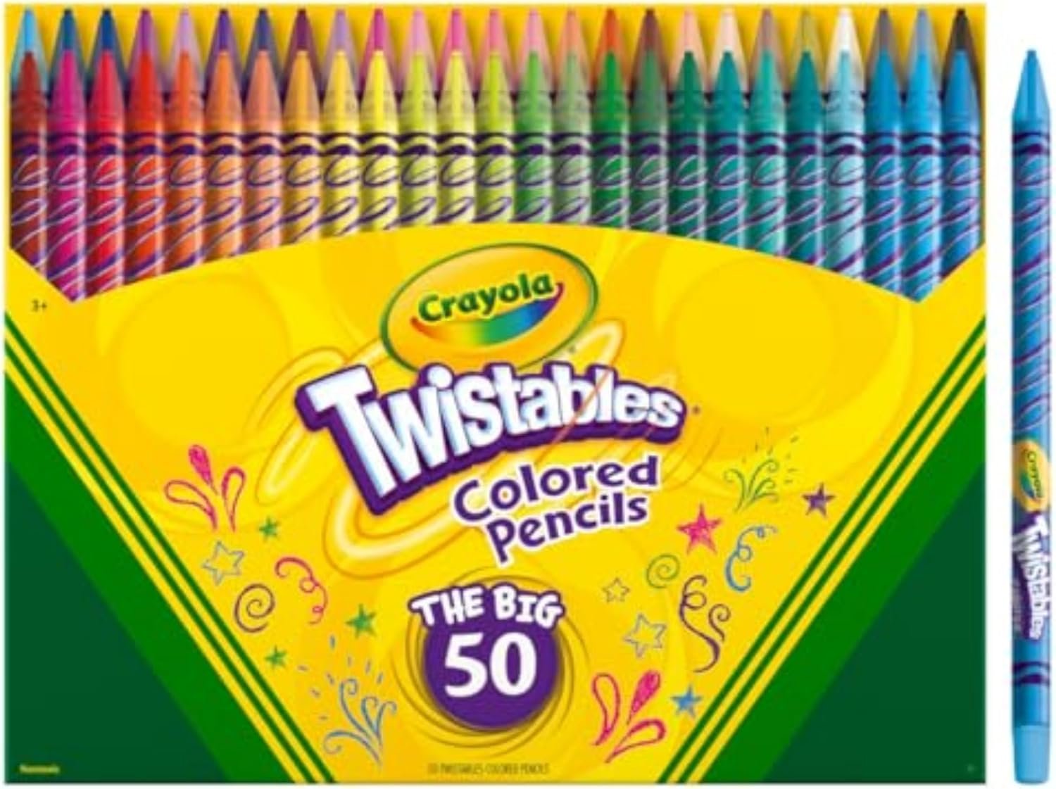 Crayola Twistables Colored Pencil Set (50ct), No Sharpen Colored Pencils For Kids, Kids Art Supplies for Back to School, 4+ [Amazon Exclusive] - Image 3