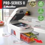 Mueller Pro-Series All-in-One, 12 Blade Mandoline Slicer for Kitchen, Food Chopper, Vegetable Slicer and Spiralizer, Cutter, Dicer, Grater, Kitchen Gadgets Sets with Container, White Sand/Gray - Image 3
