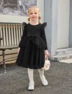 Arshiner Toddler Girls Tutu Dress Princess Tiered Tulle Long Sleeve Bowknot Birthday Party Dresses - Image 5