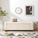 48" Ottoman with Storage, Storage Ottoman Bench with Safety Hinge, Upholstered Entryway Bench with Seating for Bedroom, Living Room, Holds up to 330 lb, Beige - Image 7