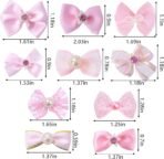 20 PCS Cute Dog Hair Bows with Rubber Bands Elastic Handmade Mix Style Lace Rhinestone Pearls for Furry Puppy Cat Pet Girl, Pink - Image 3