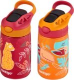 Contigo Aubrey Kids Water Bottle with Silicone Straw and Spill-Proof Lid, 14 oz, 2 Pack, Cheetahs & Toucans - Image 4