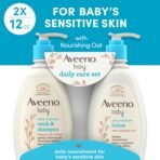 Aveeno Baby Daily Care Gift Set with Oat Extract & Prebiotic Oat, Contains Daily Moisturizing Body Lotion & Gentle 2-in-1 Baby Bath Wash & Shampoo, Hypoallergenic & Paraben-Free, Two Pack - Image 3