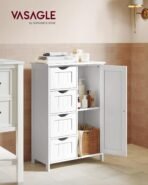 VASAGLE Storage Cabinet with Drawers, Freestanding Floor Cabinet with Door, 11.8 x 21.7 x 32.3 Inches, Adjustable Shelf, for Bathroom, Living Room, Kitchen, Cloud White ULHC041WH01S - Image 3