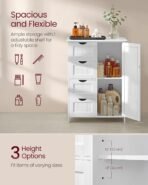 VASAGLE Storage Cabinet with Drawers, Freestanding Floor Cabinet with Door, 11.8 x 21.7 x 32.3 Inches, Adjustable Shelf, for Bathroom, Living Room, Kitchen, Cloud White ULHC041WH01S - Image 6