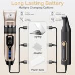 Dog Clippers for Grooming for Heavy Thick Hair&Coats,Low Noise Hair Trimmer,Rechargeable Cordless Pet Shaver, Dog Grooming Kit with Paw Trimmer Nail Grinder for Small Large Dogs - Image 4