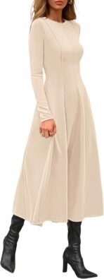 PRETTYGARDEN Cocktail Dresses for Women 2026 Elegant Classy Fall Long Sleeve Midi A Line Flowy Modest Winter Party Dress - Image 4