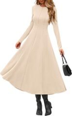PRETTYGARDEN Cocktail Dresses for Women 2026 Elegant Classy Fall Long Sleeve Midi A Line Flowy Modest Winter Party Dress - Image 5