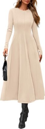 PRETTYGARDEN Cocktail Dresses for Women 2026 Elegant Classy Fall Long Sleeve Midi A Line Flowy Modest Winter Party Dress - Image 6