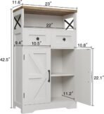 Farmhouse White Storage Cabinet with Doors and Drawers, Freestanding Kitchen Pantry Cabinet, Floor Storage Cabinet Hutch Cupboard for Kitchen/Laundry/Living Room/Bedroom - Image 3