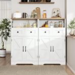 Farmhouse White Storage Cabinet with Doors and Drawers, Freestanding Kitchen Pantry Cabinet, Floor Storage Cabinet Hutch Cupboard for Kitchen/Laundry/Living Room/Bedroom - Image 5