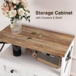 Farmhouse White Storage Cabinet with Doors and Drawers, Freestanding Kitchen Pantry Cabinet, Floor Storage Cabinet Hutch Cupboard for Kitchen/Laundry/Living Room/Bedroom - Image 6