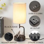 Dreamholder Table Lamp with 3 USB Charging Ports, Modern Desk Lamp with AC Outlet and Phone Stands, Perfect Bedside Lamp for Bedroom, Living Room, Office (Pack of 2), Cream - Image 3