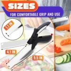 2 in 1 Kitchen Scissors for Food – Stainless Steel Blade & Plastic Cutting Board Scissors with Safety Lock | 9.5" Tomato Knife, Fruit & Vegetable Cutter – Easy-to-Use Kitchen Shears for Meat, Cheese - Image 3