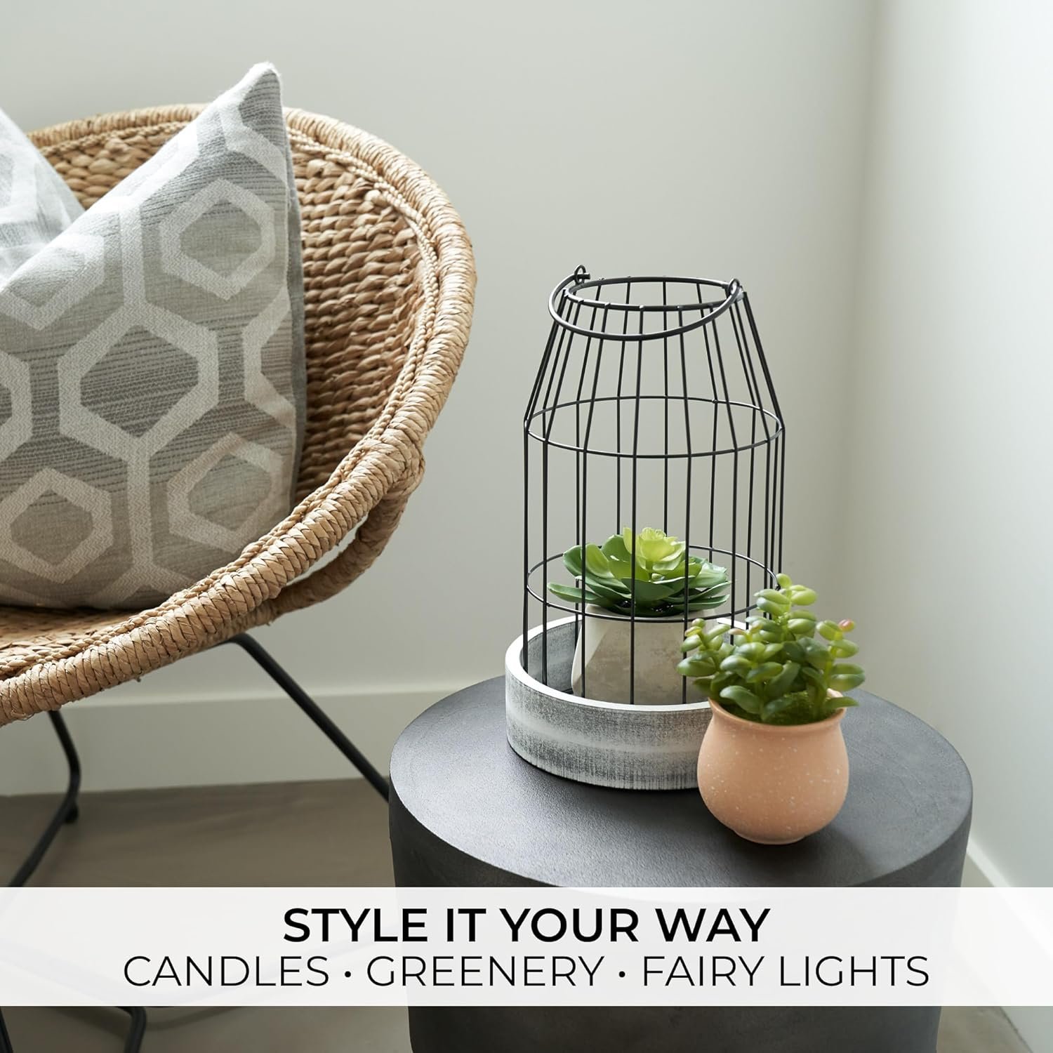 Rustic Farmhouse Lantern Decor Set of 2 - Stylish Decorative Lanterns for Your Living Room, Fireplace Mantle or Kitchen Dining Table - Modern Indoor/Outdoor Coffee Table Decor for Your Entire Home - Image 8