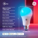 Cync GE A19 LED Smart Light Bulbs, Room Decor Aesthetic Bluetooth and WiFi Color Changing Lights, LED Indoor Light Bulb, Compatible with Alexa and Google (2 Pack) - Image 3
