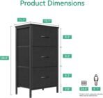 AODK Dresser for Bedroom Nightstand Small Dressers Chest of Drawers End Table for Living Room, Closet Dresser with 3 Storage Drawers Organizer Clothes, Black - Image 4