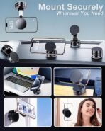 Vacuum Suction Magnetic Phone Holder, 2025 Upgraded Foldable and Retractable Magnetic Mount, A Movable Vacuum Suction Cup Car Phone Stand for Cars/Gyms/Mirrors/Smooth Surface (Pink) - Image 5