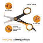 Fiskars Pet, Dog & Cat Grooming Scissors, Rounded Tips & SoftGrip Handle, Cat and Dog Supplies, 5.5”, Orange/Black, Detailing Scissors - Image 3