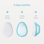 Frida Baby The 3-Step Cradle Cap System, DermaFrida The FlakeFixer, Sponge, Brush, Comb and Storage Stand for Babies with Cradle Cap, White-Blue - Image 4