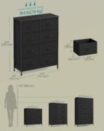 SONGMICS Dresser for Bedroom, Chest of Drawers, Steel, MDF, 8 Non-Woven Fabric Drawers, Storage Organizer Unit, Closet, Entryway, Ink Black and Ebony Black ULGS124B01S - Image 3