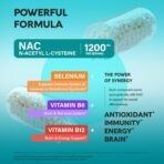 NAC Supplement | Selenium | B6 | B12 - Antioxidant, Immune Support - N Acetyl Cysteine 600 mg per Capsule, 1200 mg per Serving - Made in USA - Non-GMO, Gluten-Free, Vegan - 120 caps, 2 Month Supply - Image 7