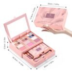 Color Nymph Small Makeup Palette Set for Face | Cosmetics Gift Set for Women & Girls | 12 Colors Eyeshadow, Blush, Highlighter, Contour Powder, Lip Gloss & Brush Kit | Travel-Friendly (Pink) - Image 4