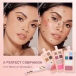 Color Nymph Small Makeup Palette Set for Face | Cosmetics Gift Set for Women & Girls | 12 Colors Eyeshadow, Blush, Highlighter, Contour Powder, Lip Gloss & Brush Kit | Travel-Friendly (Pink) - Image 6