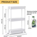 SPACEKEEPER Slim Rolling Storage Cart, 3 Tier Bathroom Storage Organizer Laundry Room Utility Cart Mobile Shelving Unit, Multi-Purpose for Kitchen Office Bathroom Laundry Narrow Places, White - Image 3