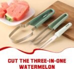 3-in-1 Watermelon Fork Slicer, 2024 New Stainless Steel Popsicle Cutter Tool, Quickly Fruit Cutting Tool for Camping Kitchen Gadgets (Green+Beige) - Image 4