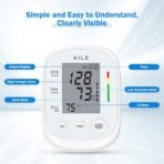 AILE Blood Pressure Monitor, Blood Pressure Machine Upper Arm Large Cuff(8.7"-16.5"), High Automatic Blood Pressure Monitors Cuff for Home Use, Manual Arm Bp Monitor, 2 * 99 Memory (White) - Image 3