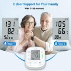 AILE Blood Pressure Monitor, Blood Pressure Machine Upper Arm Large Cuff(8.7"-16.5"), High Automatic Blood Pressure Monitors Cuff for Home Use, Manual Arm Bp Monitor, 2 * 99 Memory (White) - Image 5