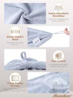 Hicober Microfiber Hair Towel Wrap, Fast Drying Hair Towels for Women, Soft Lightweight Quick Dry Turban for Curly & Long Hair–3 Pack(Blue/Grey/Pink) - Image 4
