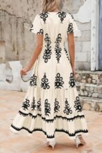 PRETTYGARDEN Womens 2026 Summer Casual V Neck Boho Maxi Dress Flowy Aline Bell Sleeve Tiered Floral Dresses with Pocket - Image 3