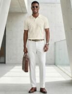 JMIERR Mens Casual Polo Shirt Summer Short Sleeve Vacation Button Beach Knit Stretchy Golf Shirts - Image 4