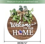 Interchangeable Seasonal Welcome Sign Front Door Decoration, Rustic Round Wood Wreaths Wall Hanging Outdoor, Farmhouse, Porch, for Spring Summer Fall All Seasons Holiday Halloween Christmas. - Image 4