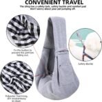 Dog Carrier Sling - Reversible Puppy Carrier Purse with Storage Pocket, Hand-Free Dog Sling Carrier for Carry Small Dogs and Cats, Travel Safety Harness, Dog and Cat Harness (Gray) - Image 5