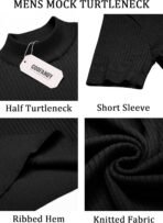 COOFANDY Men's Mock Turtleneck Sweater Short Sleeve Casual Basic Tops Ribbed Knit Pullover Solid Tee - Image 5