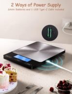 Food Scale -33lb Digital Kitchen Scale for Food Ounces Grams Rechargeable 304 Stainless Steel,Batteries and Type-C Charging | Perfect for Meal Prep, Cooking, and Baking, Black - Image 4