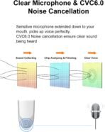 New Bee Bluetooth Earpiece V5.0 Wireless Handsfree Headset with Microphone 24 Hrs Driving Headset 60 Days Standby Time for iPhone Android Samsung Laptop Trucker Driver (White) - Image 4